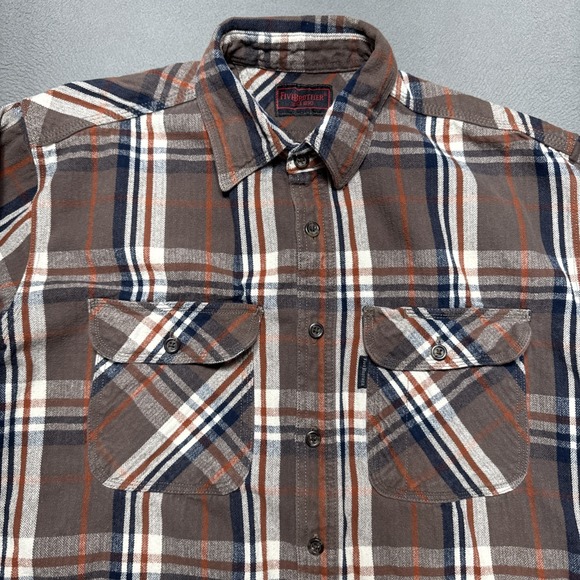 Vintage Five Brothers Shirt Mens Size Large Tall Heavyweight Plaid Flannel READ - Picture 3 of 11